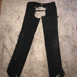 Black fringe chaps medium/ large super cute
